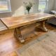 XL vintage brutalist wooden dining table