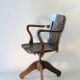 American office armchair with screws, solid oak, 1925/1930