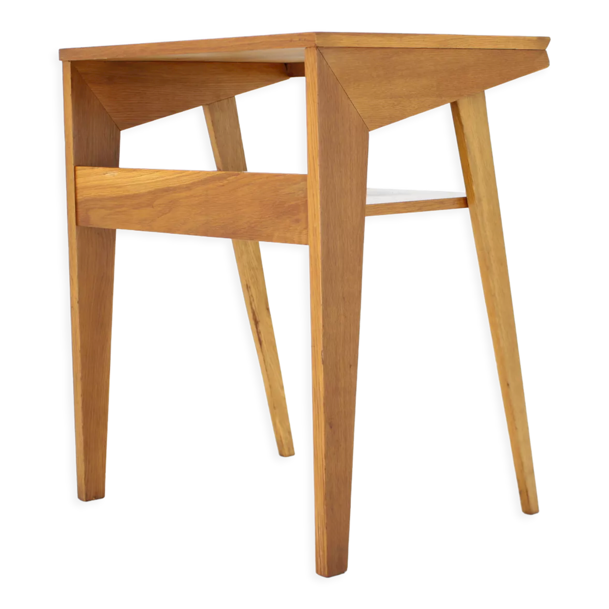 1960s Oak Side Table or TV Rack ,Czechoslovakia