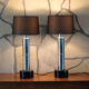 Set of 2 table lamps bases black resin and chrome steel 1970s