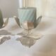 Set of 2 Silver Candle Holders - Tulip Shape on Vine Leaf