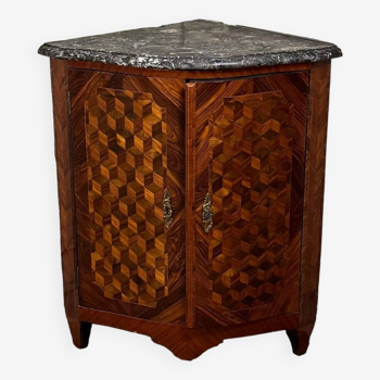 Louis XV Corner, Baseless Cube Marquetry, 18th Century