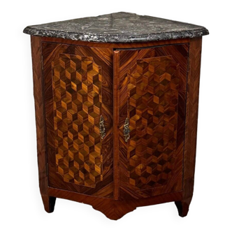 Louis XV Corner, Baseless Cube Marquetry, 18th Century