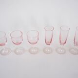 Set of pink glasses, French design, 1970s, made in France
