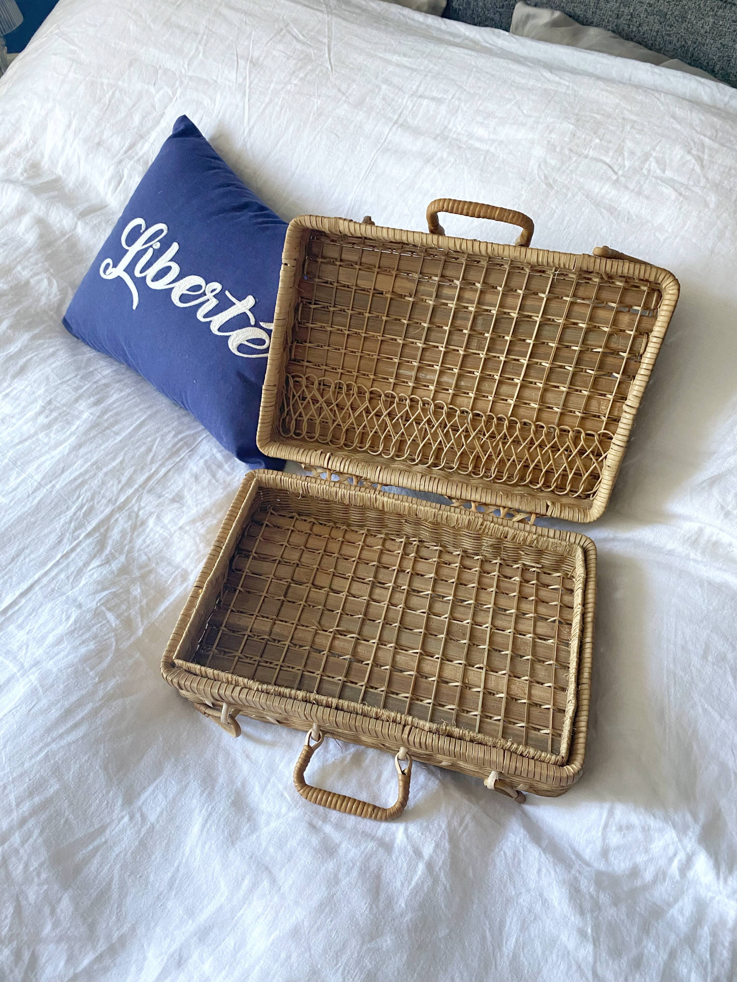 Vintage wicker suitcase