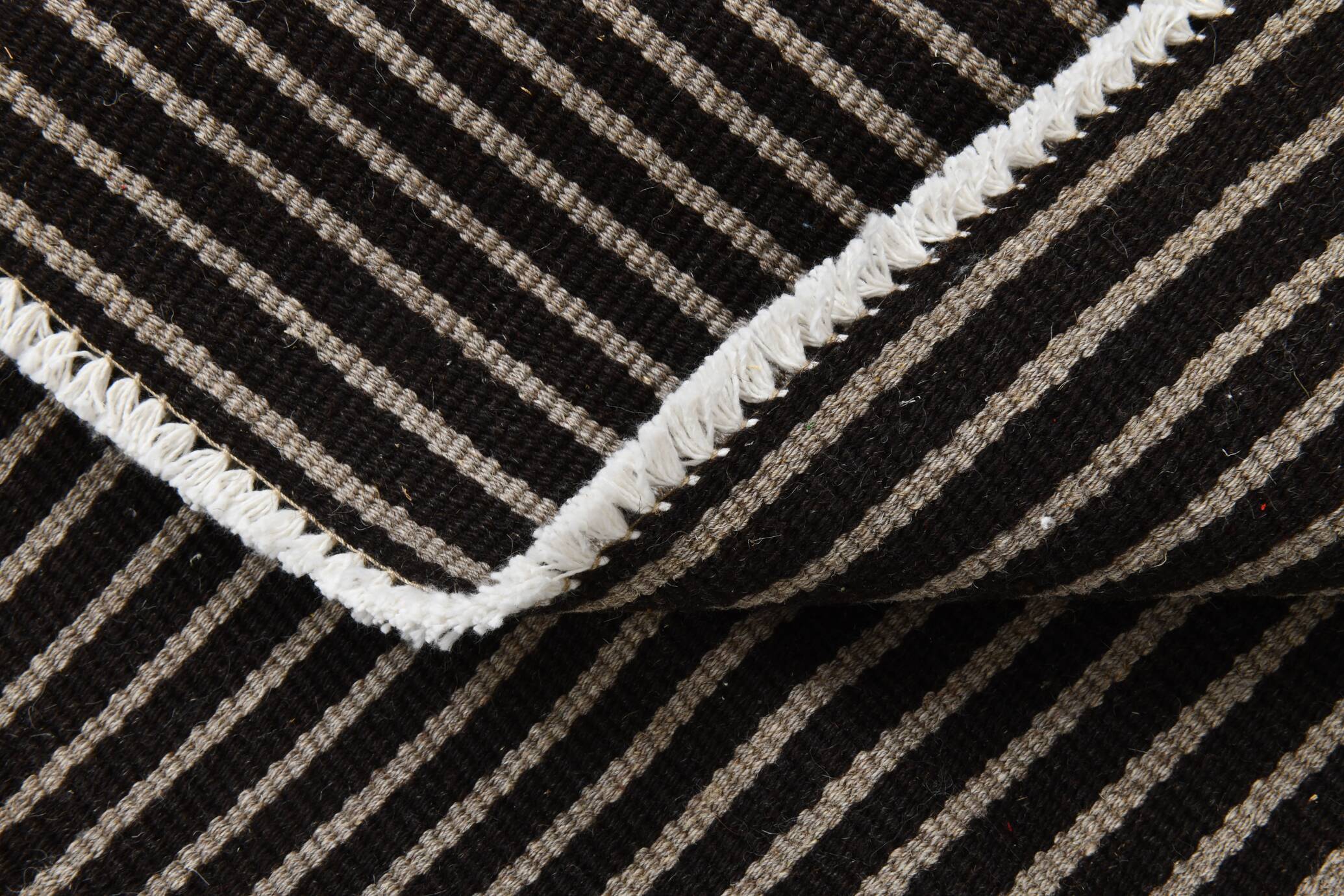 6x9 Gray & Black Striped Vintage Kilim Rug, 183x269Cm