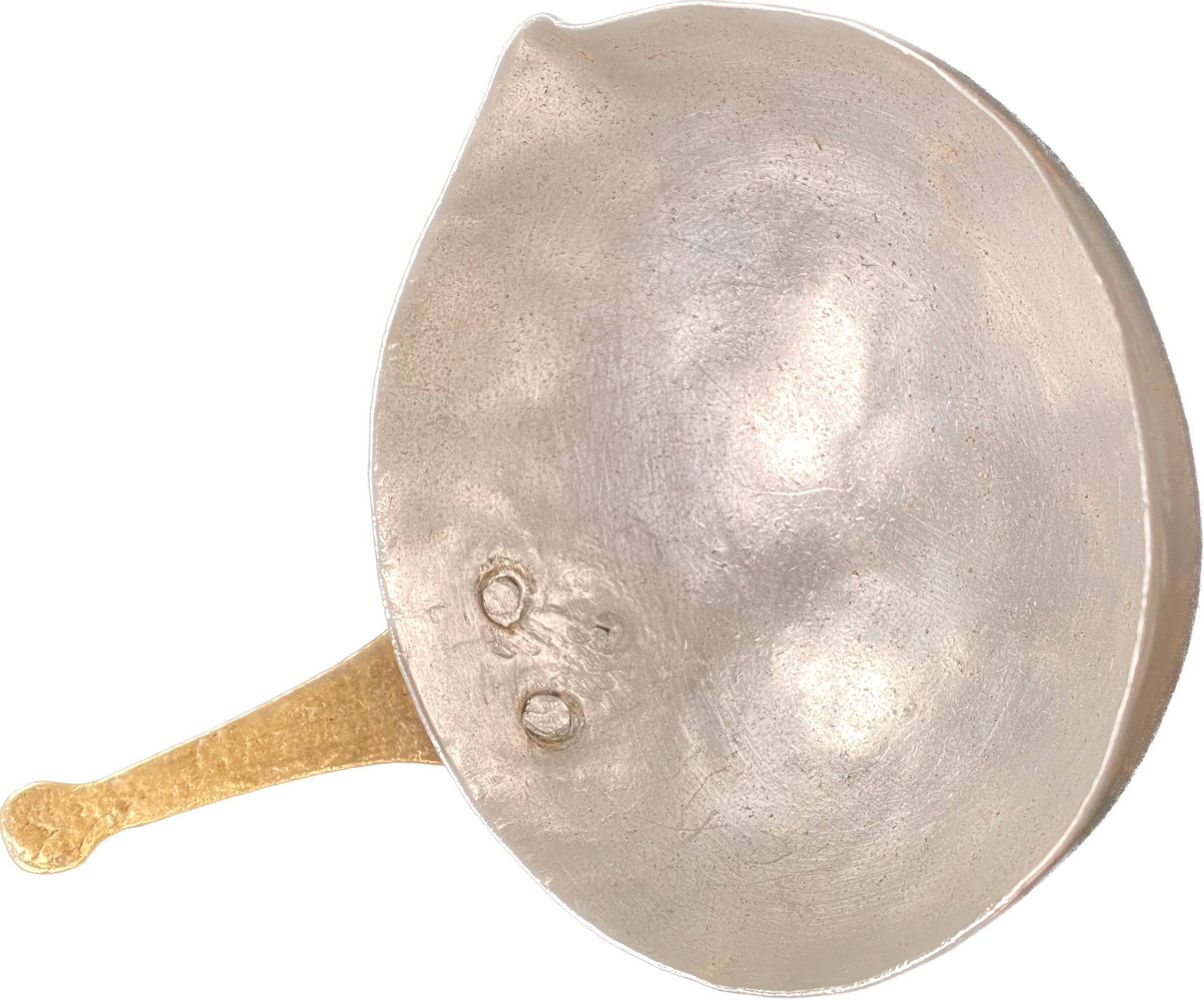 Large and rare Sicilian spoon in aluminum and brass