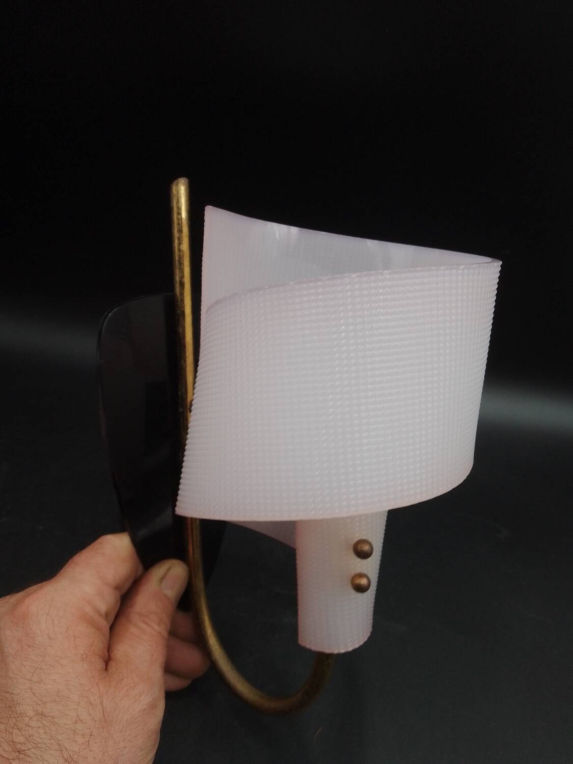 Pair of wall lights 1950 1960 Design Geru Leuchten Plexiglas and Brass