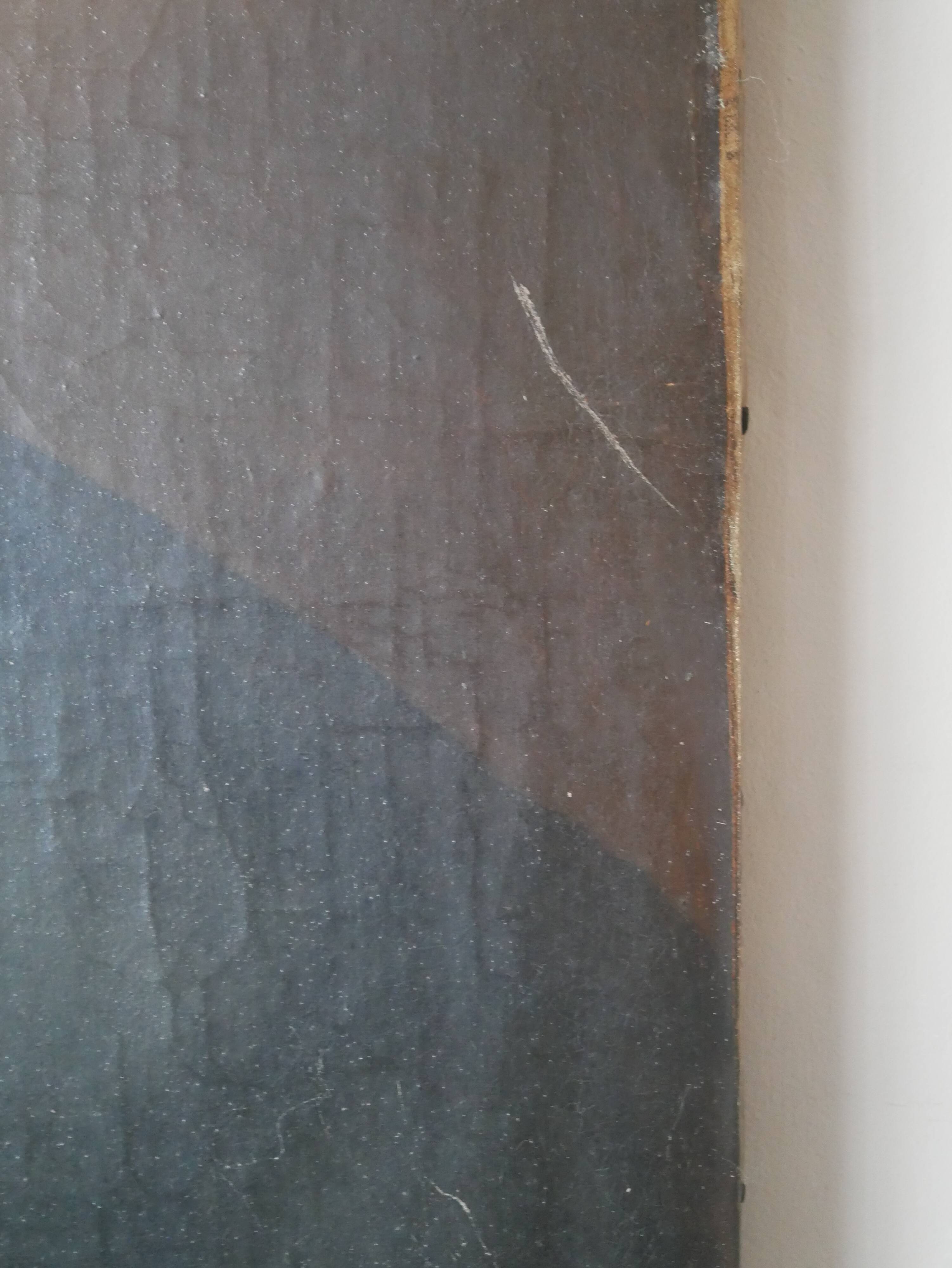 Old 19th century oil on canvas portrait painting priest vintage religious painting