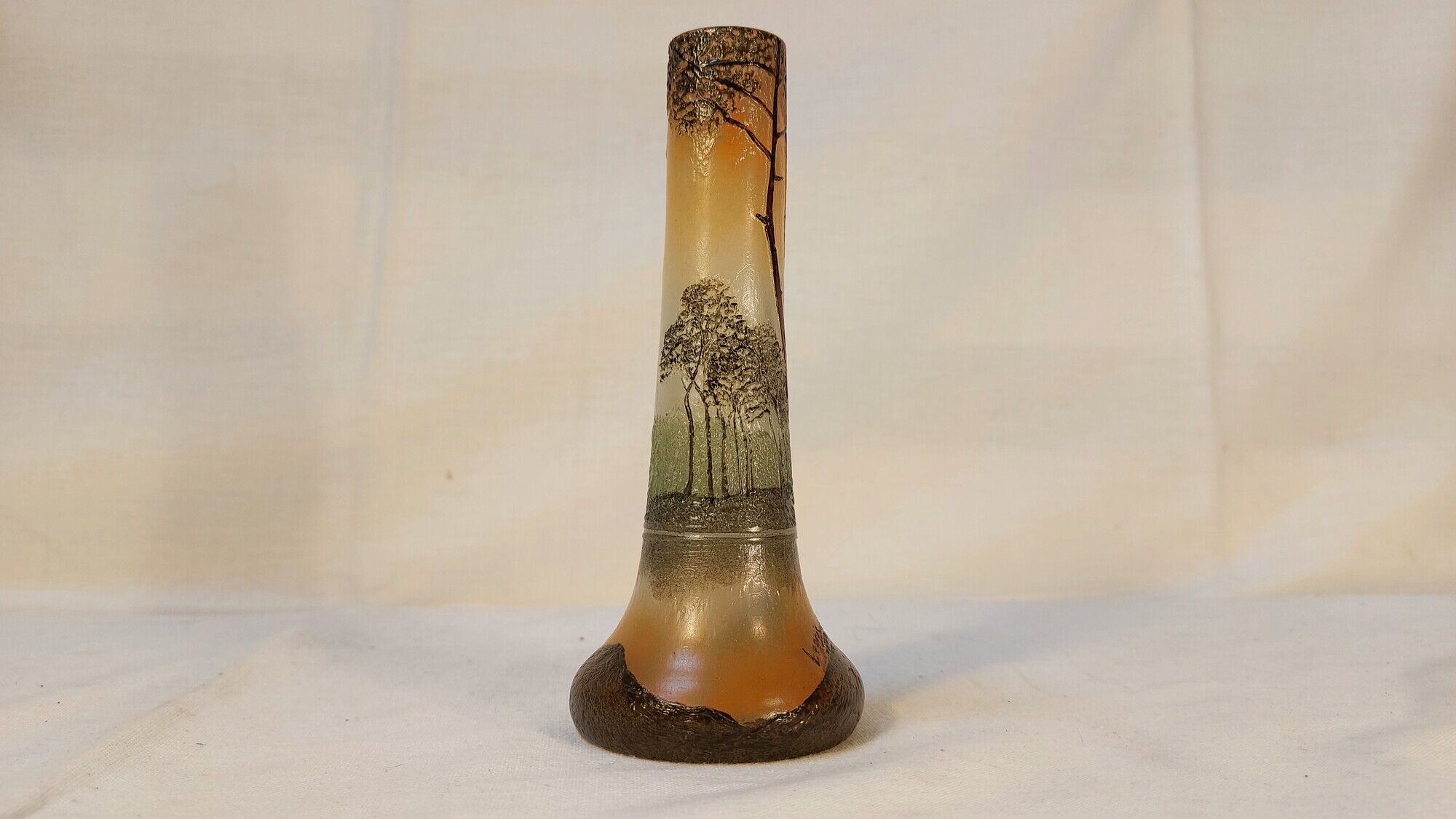 Acid-engraved glass soliflore vase signed Legras - Art Nouveau