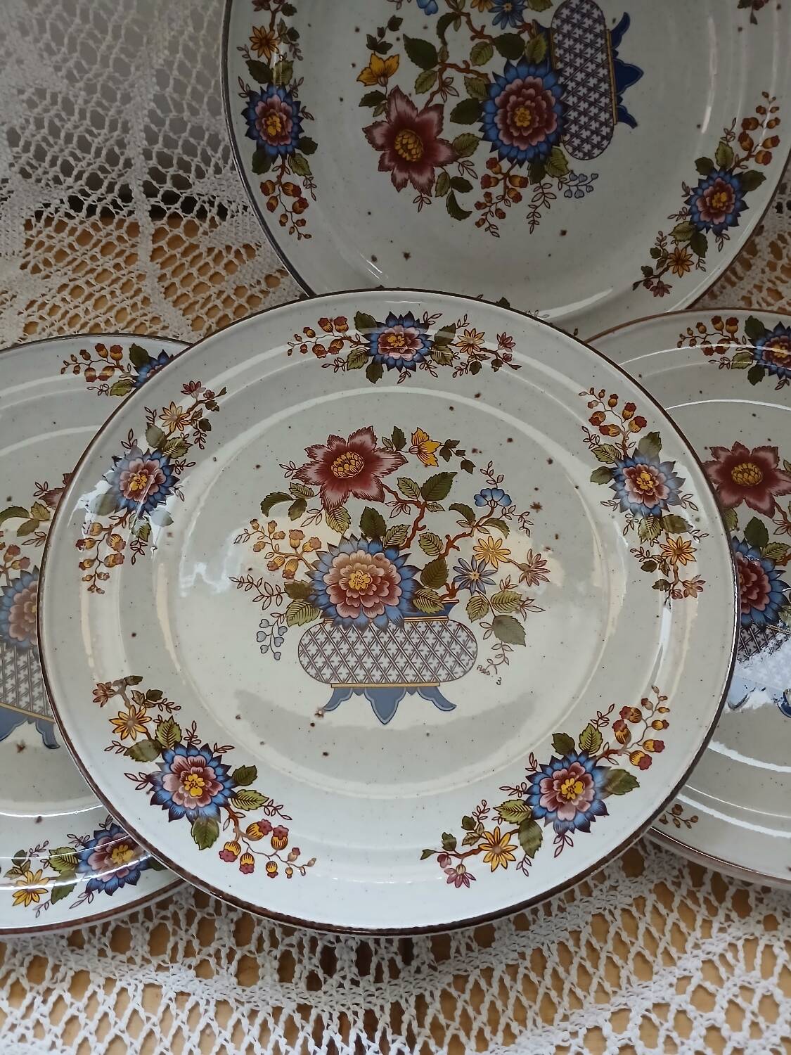 4 antique Sarreguemines plates, "Eclat" pattern