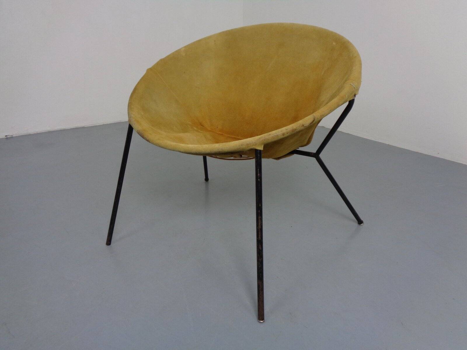 Danish Suede Folding Balloon Chair by Hans Olsen for Lea, 1960s