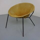 Danish Suede Folding Balloon Chair by Hans Olsen for Lea, 1960s