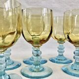 6 old two-tone George Sand wine glasses