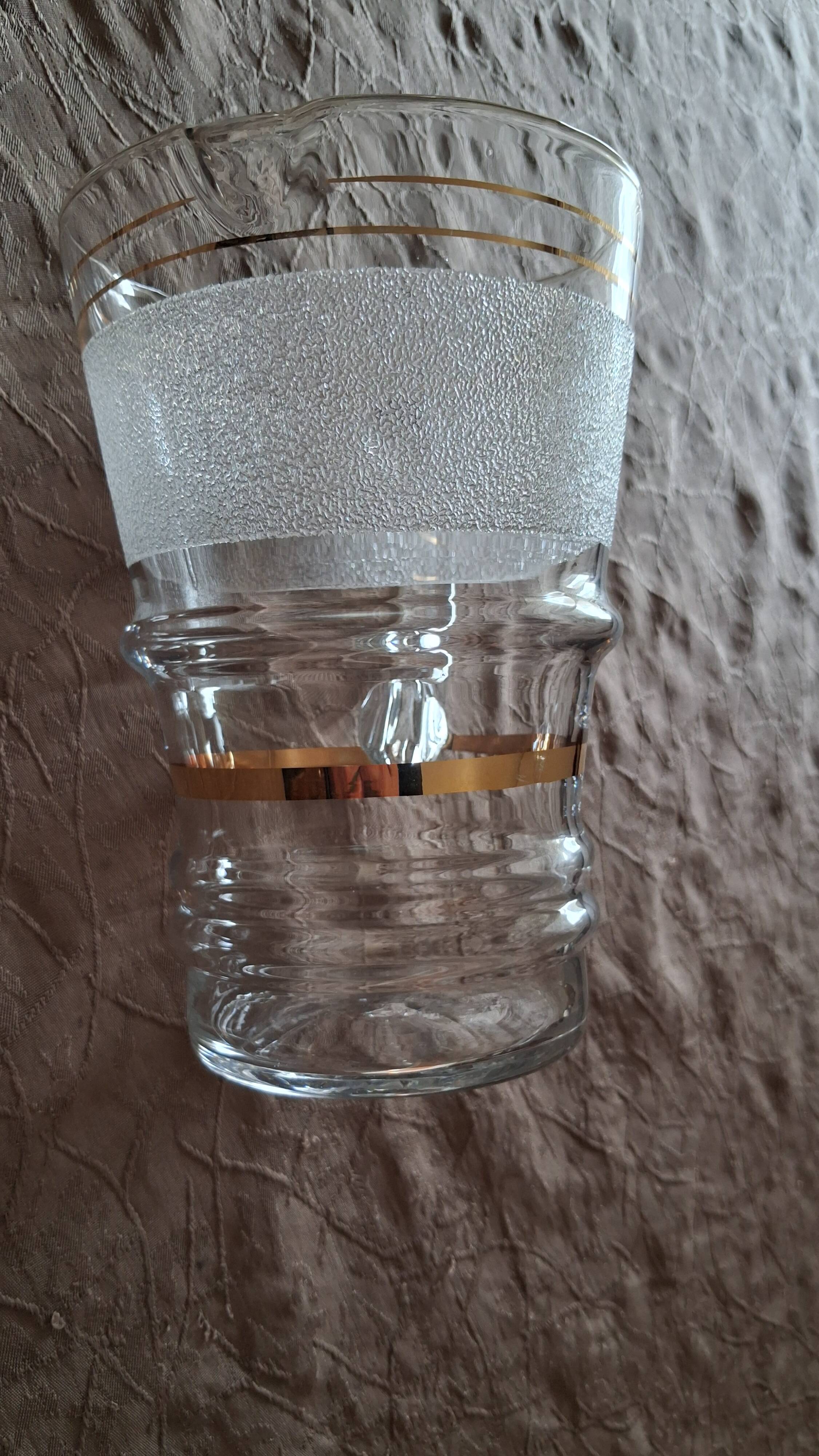 jug and glasses from the 1950s, frosted glasses
