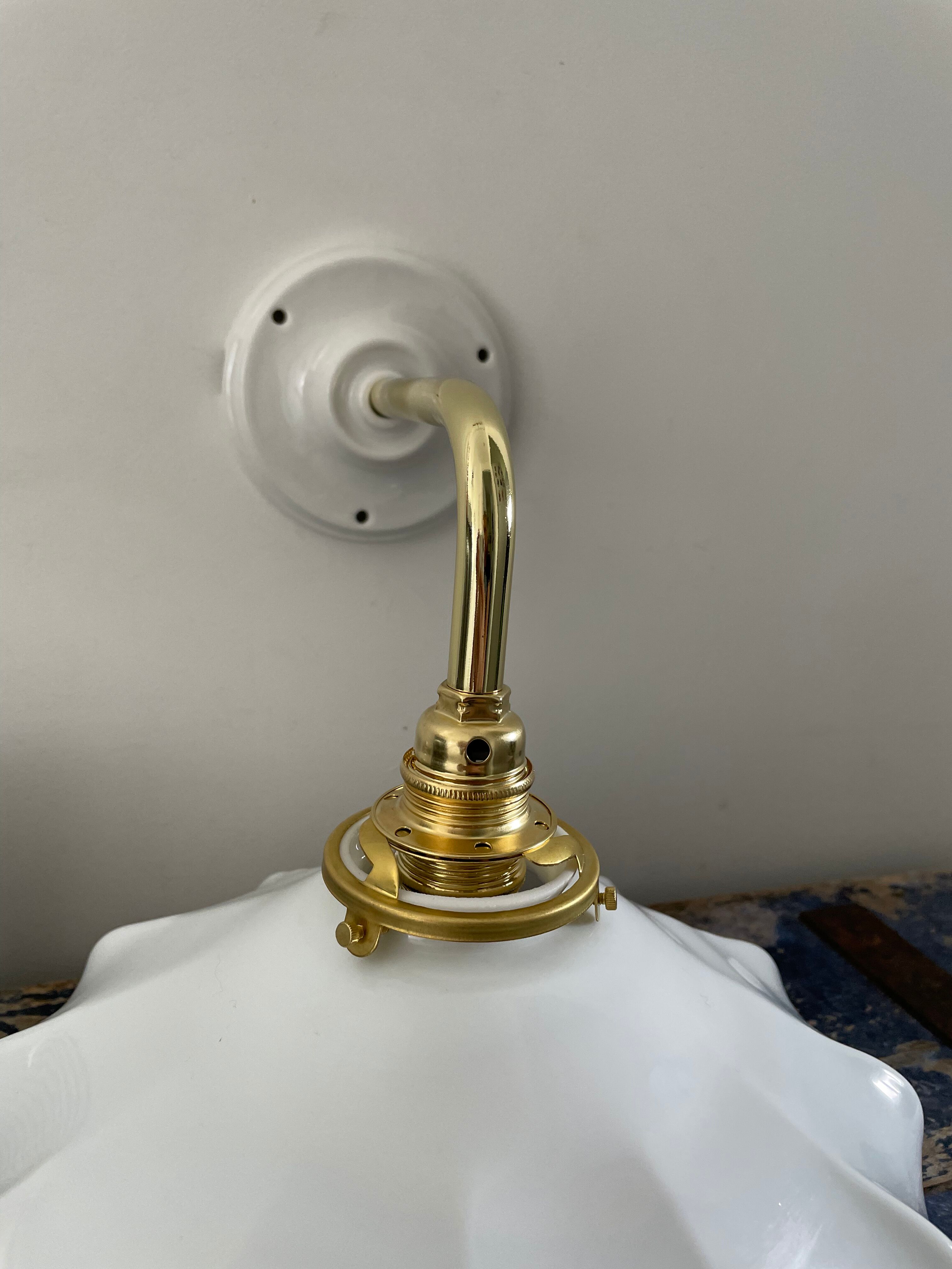 Vintage white opaline wall lamp