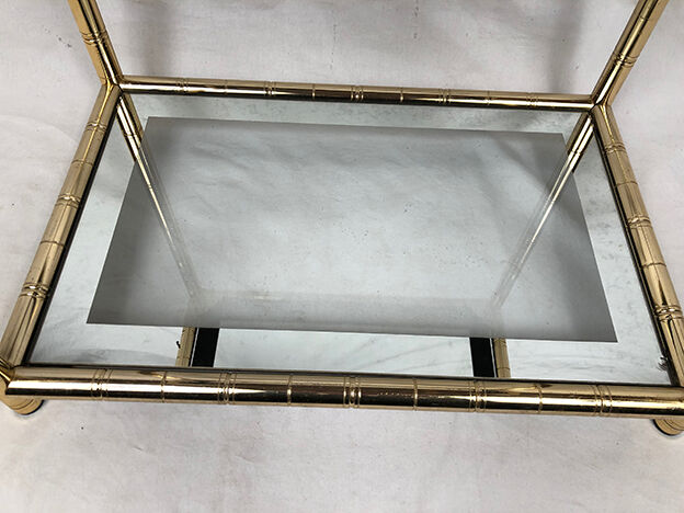 Lancel House gilded metal coffee table, two glazed tops