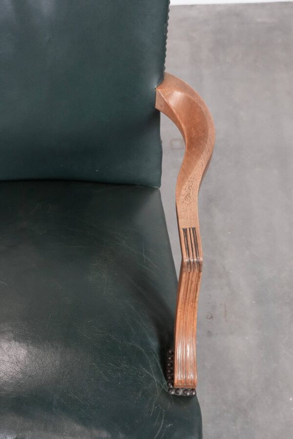 Chaise/bureau Gainsborough en cuir de vachette ancien et en bois