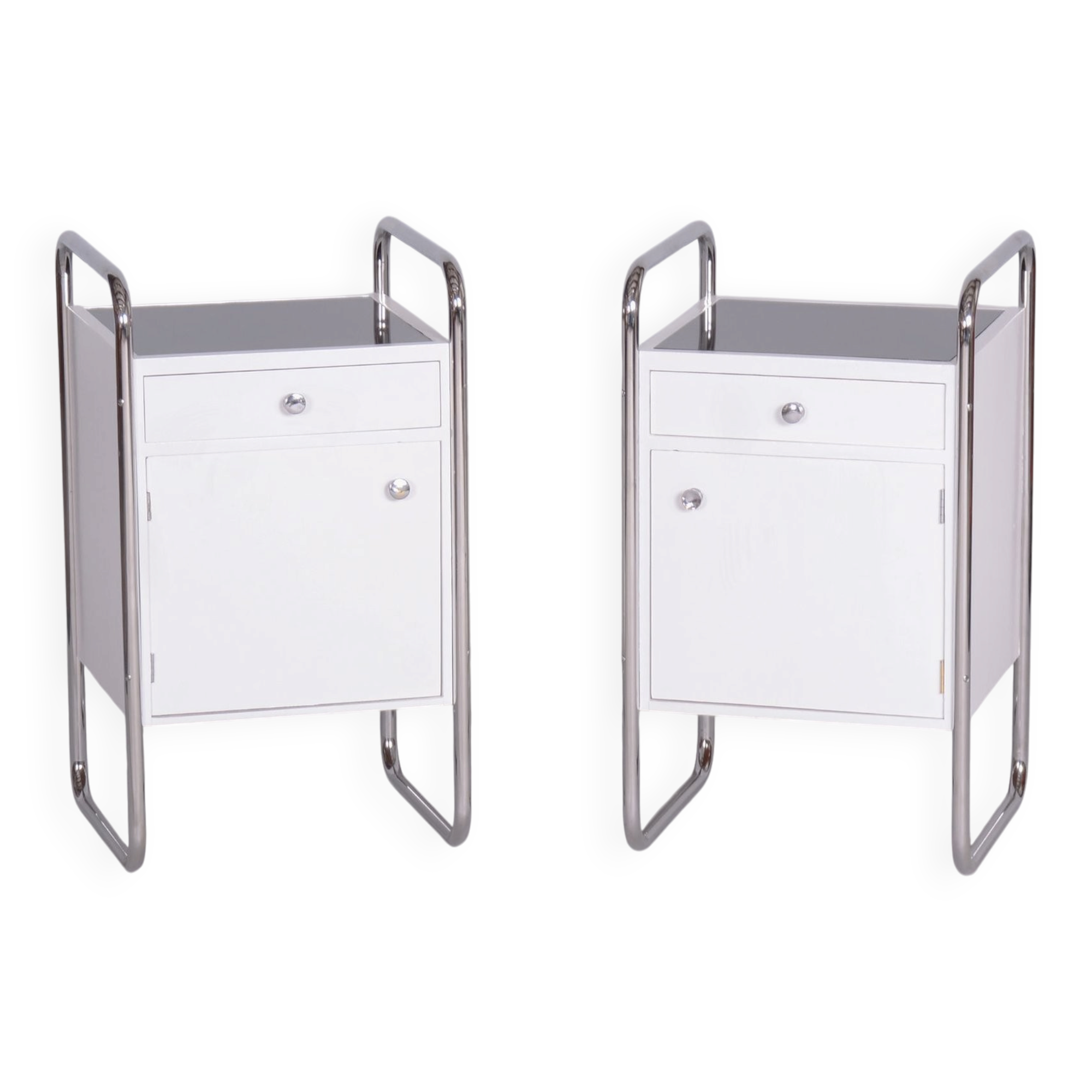 Bauhaus Bedside Tables in Chrome by Vichr, 1930s, Set of 2