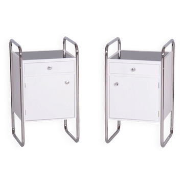 Bauhaus Bedside Tables in Chrome by Vichr, 1930s, Set of 2