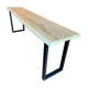 Console 3m x 50 cm en chêne massif et pieds en métal en U