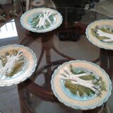 4 assiettes asperges barbotine