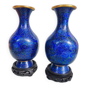 Pair cloisonné vases