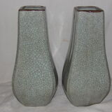 paire de grands vases porcelaine céladon vert craquelée  XIX ème - XX ème