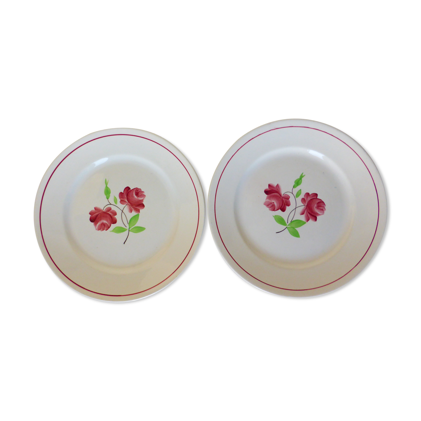 2 Luneville dessert plates, Rose Mai model
