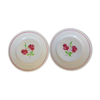 2 Luneville dessert plates, Rose Mai model
