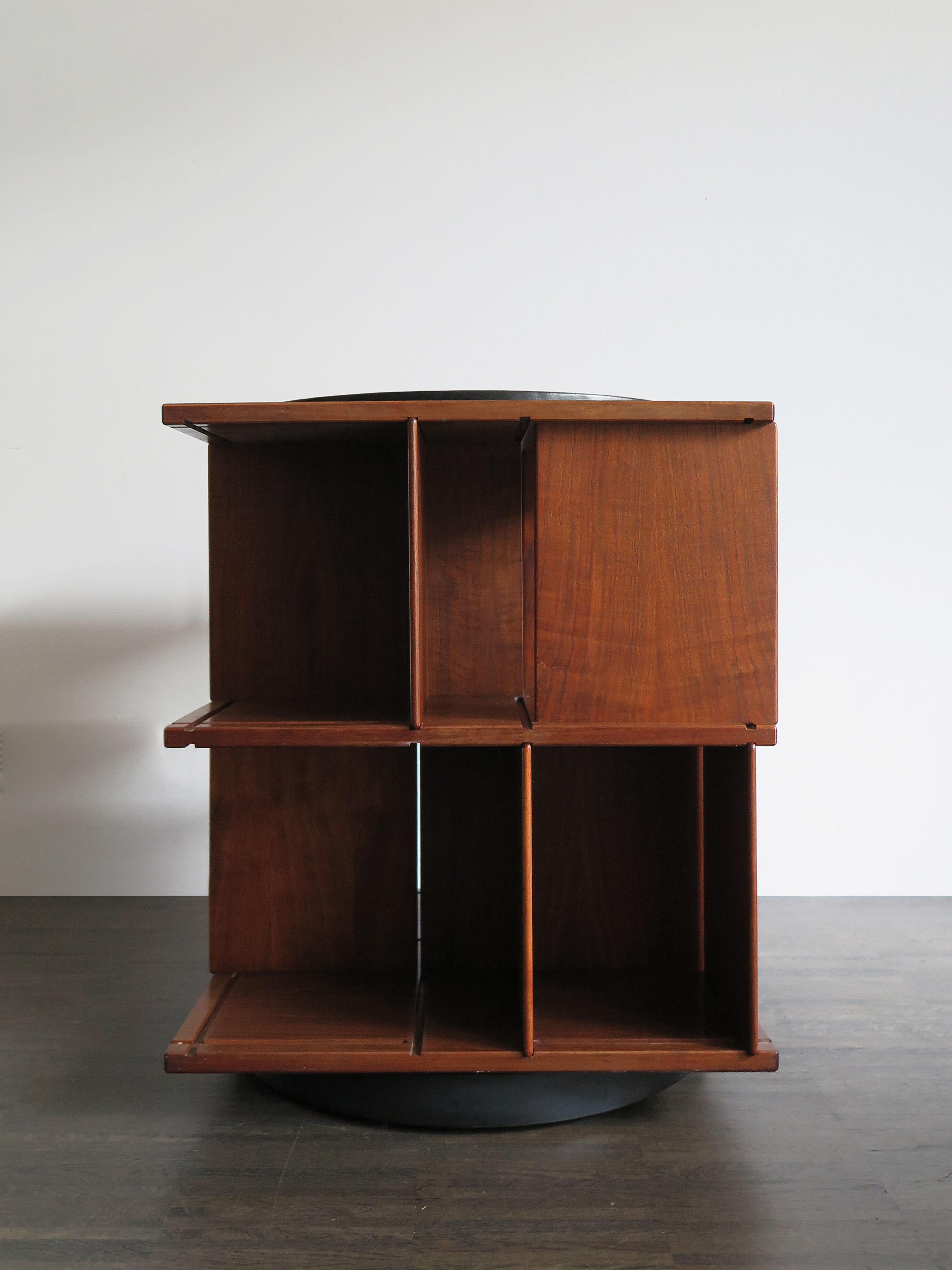 Gianfranco Frattini for Bernini italian wood leather swivel bookcase 1960s