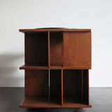 Gianfranco Frattini for Bernini italian wood leather swivel bookcase 1960s
