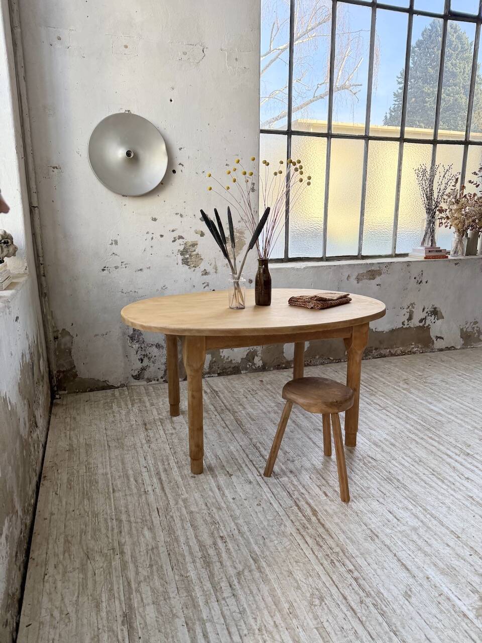 Oval farmhouse table oak 1960