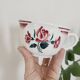Trio of large antique chocolate cups (Fénal Badonviller – “Red Rose” decoration)