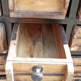 Metal cabinet with wooden drawers