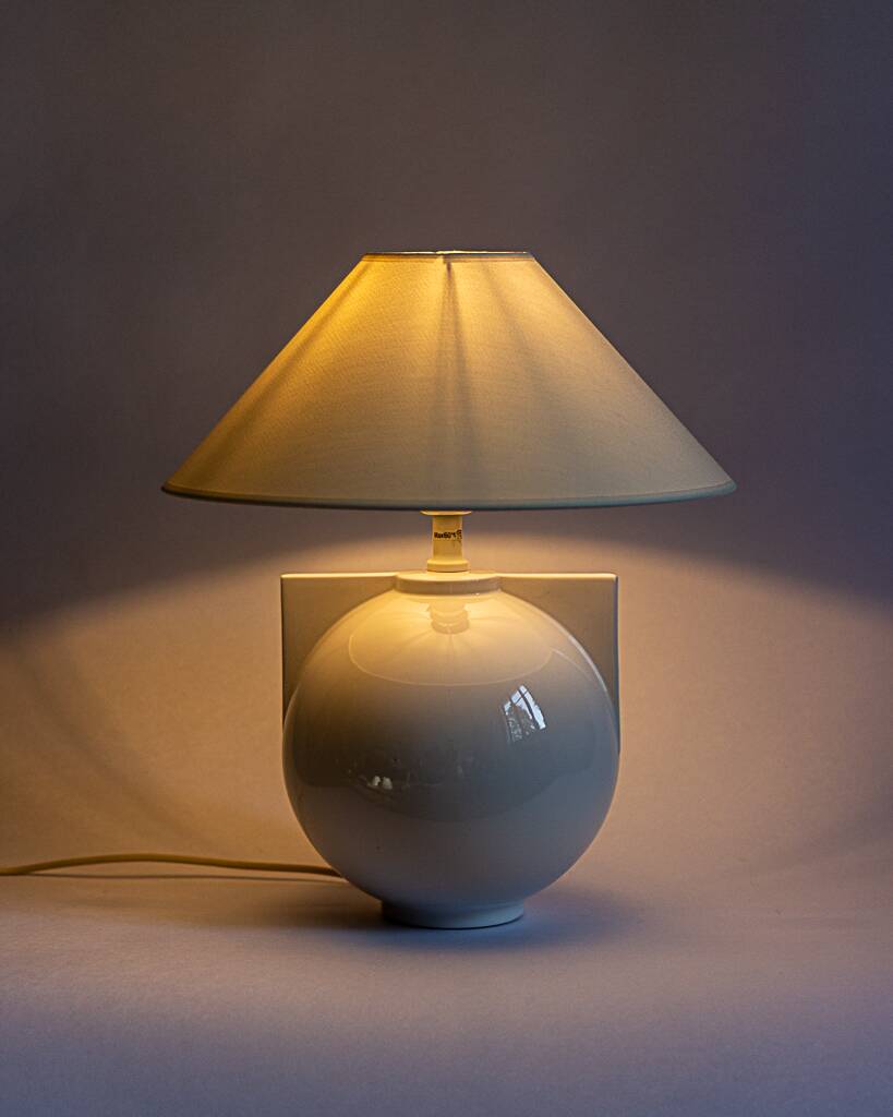 Racket white ceramic lamp base, Ikea, 1989