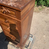 High bedside table in wood and marble around 1900