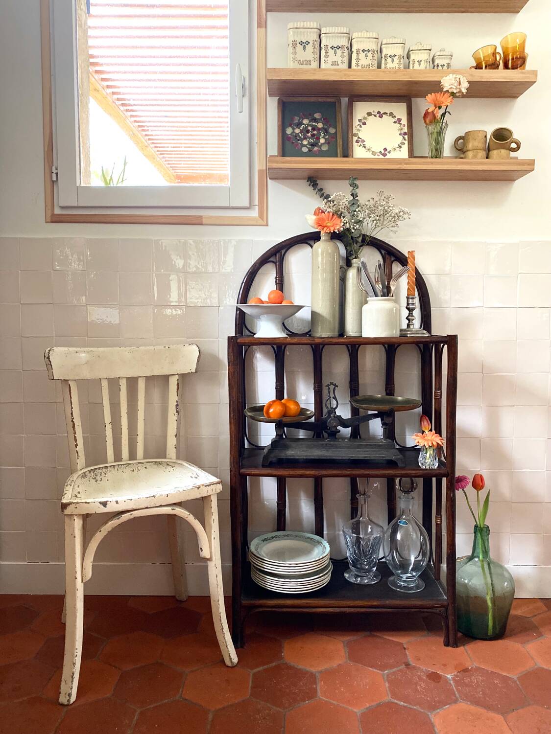 Vintage rattan bookcase