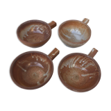 Set of 4 stoneware bowls with square handle