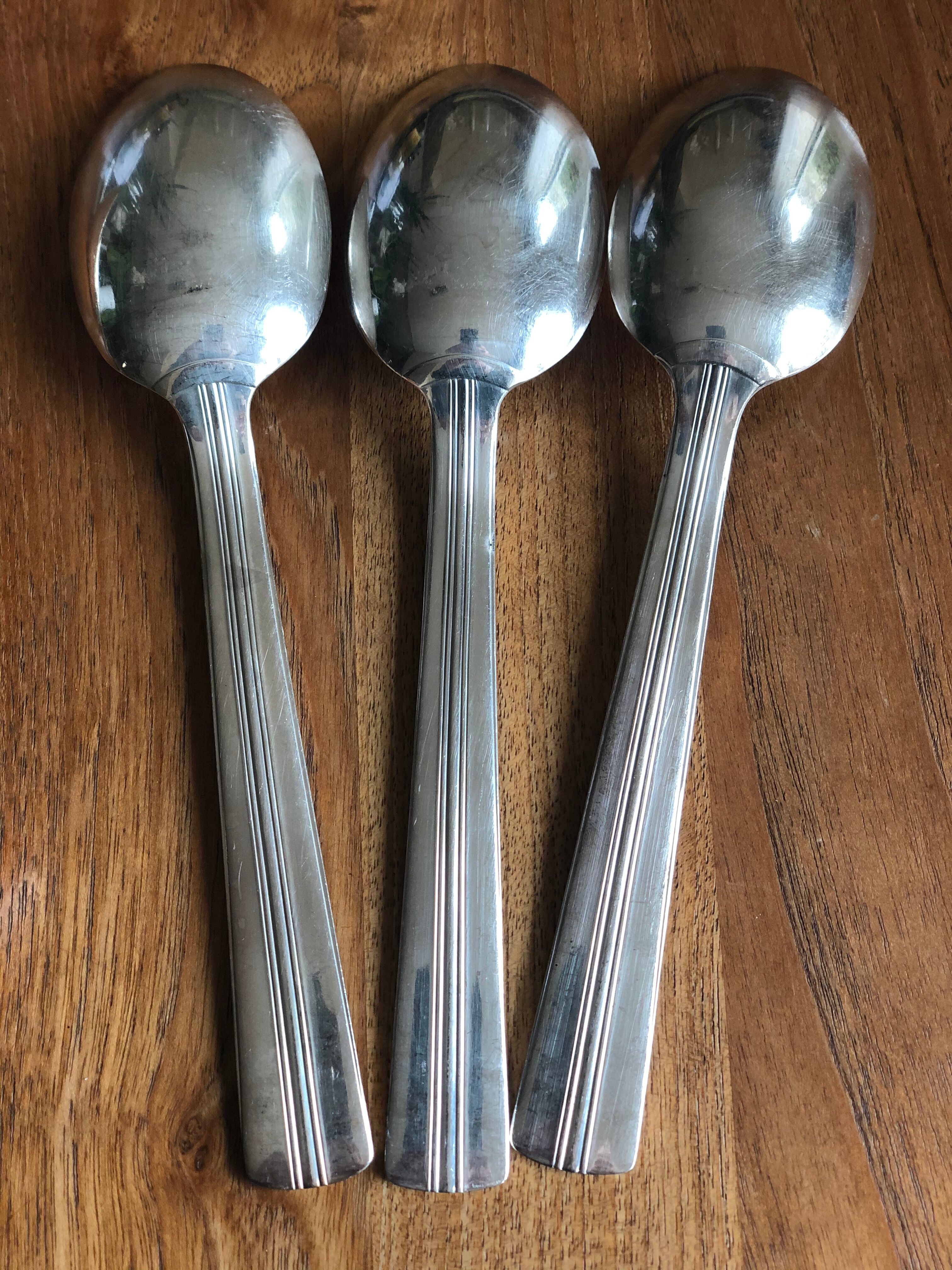 12 Soup spoons Ercuis in silver metal