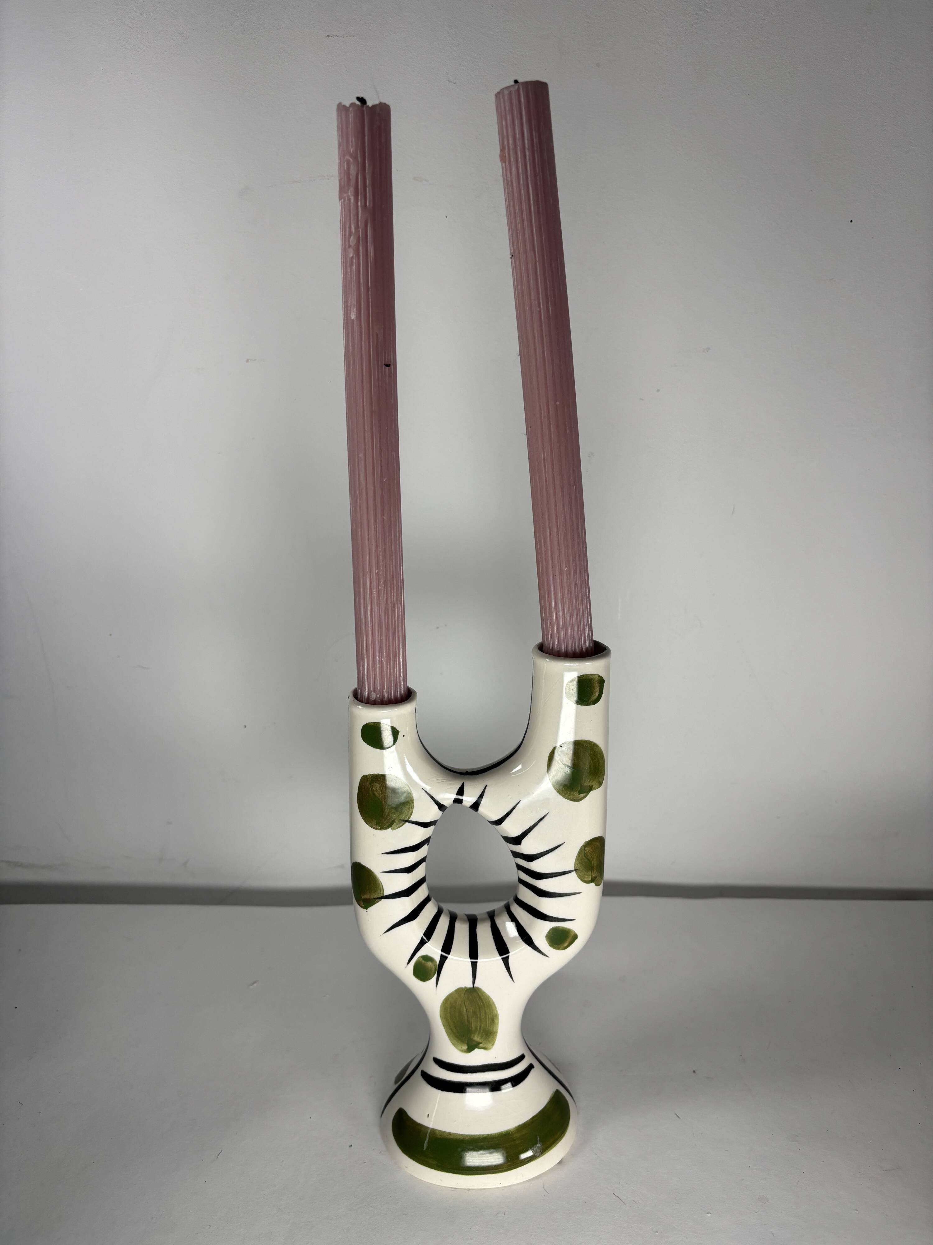 Vintage Revernay vase from the 1950s – glazed ceramic – double horn shape