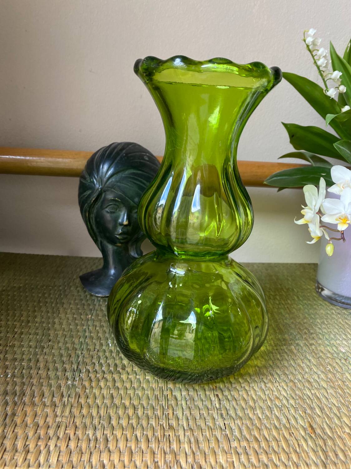 Green glass vase