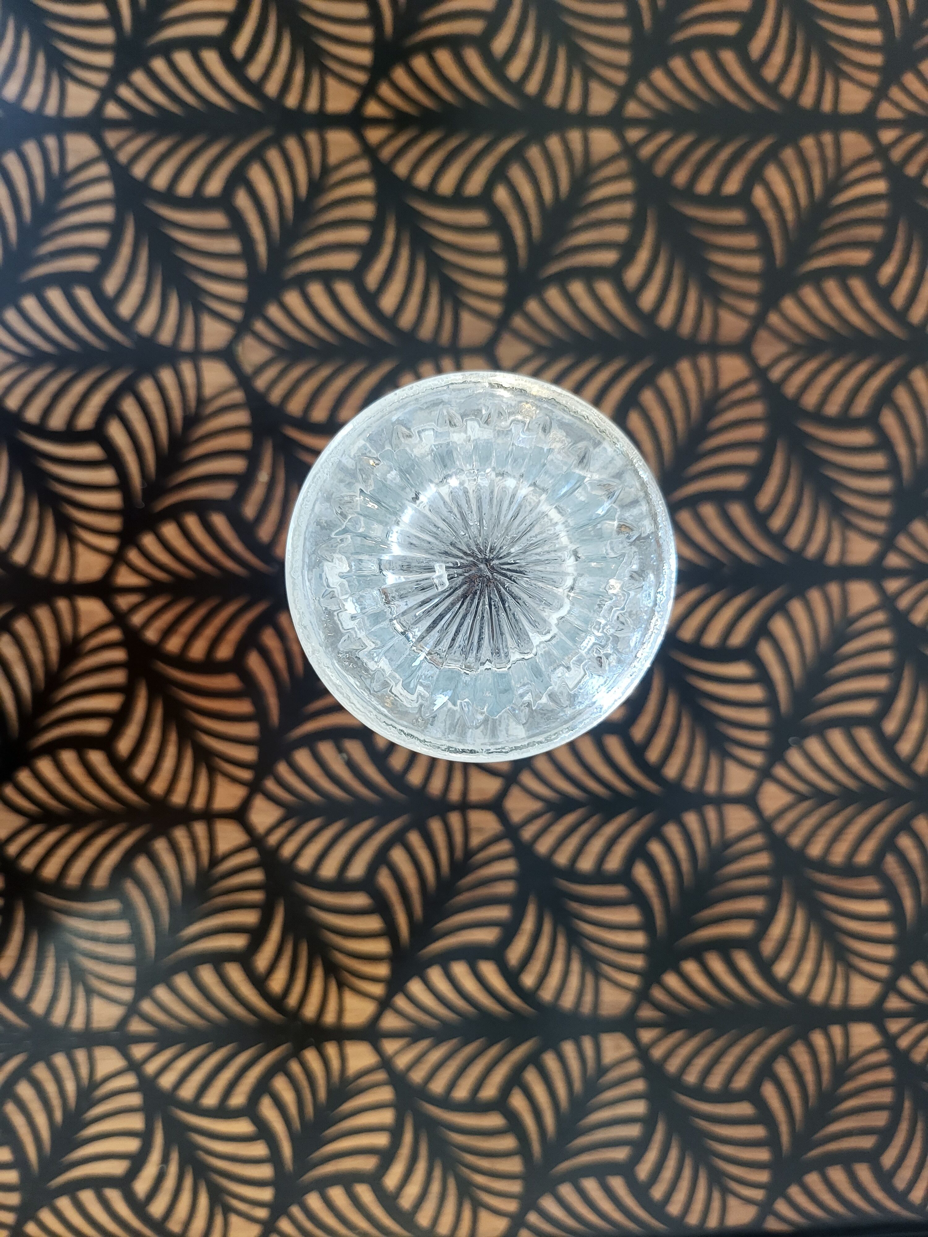 Vintage chiseled transparent glass vase