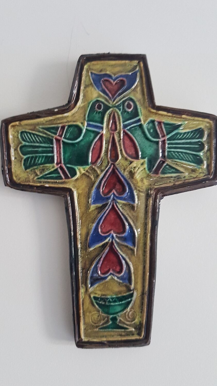 Enamelled ceramic cross JC Taburet