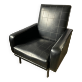 Black skai armchair from the 50s and 60s