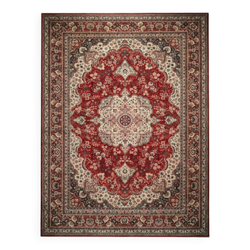 Grand tapis vintage pure laine décor persan 240x340cm fabrication française