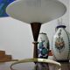 Scandinavian style lamp in teak, brass and opaline
