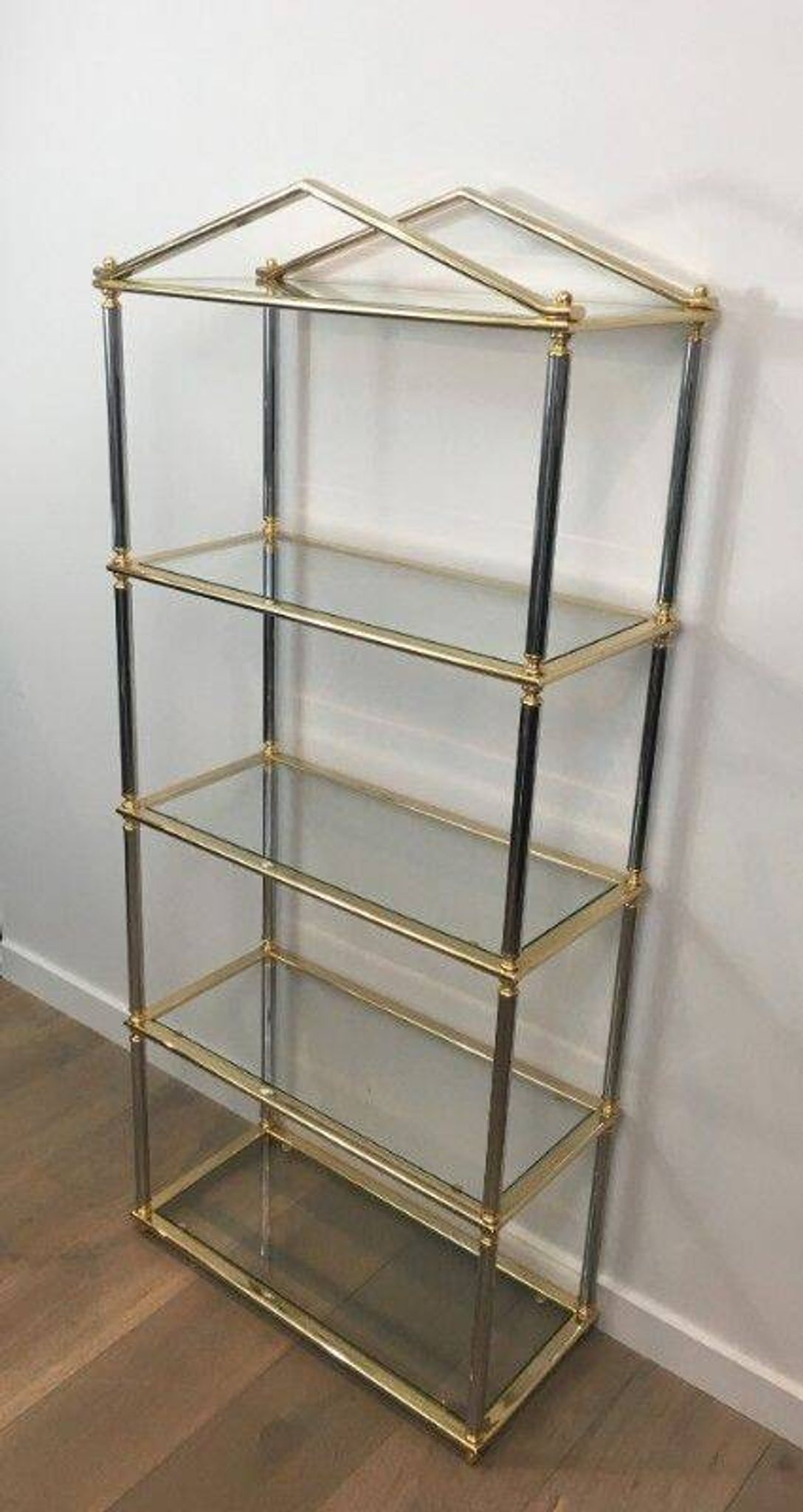 Neoclassical shelf with silver gunmetal patina and gilt metal