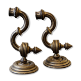 Paire d’appliques – bougeoirs art déco en bois