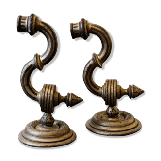Paire d’appliques – bougeoirs art déco en bois